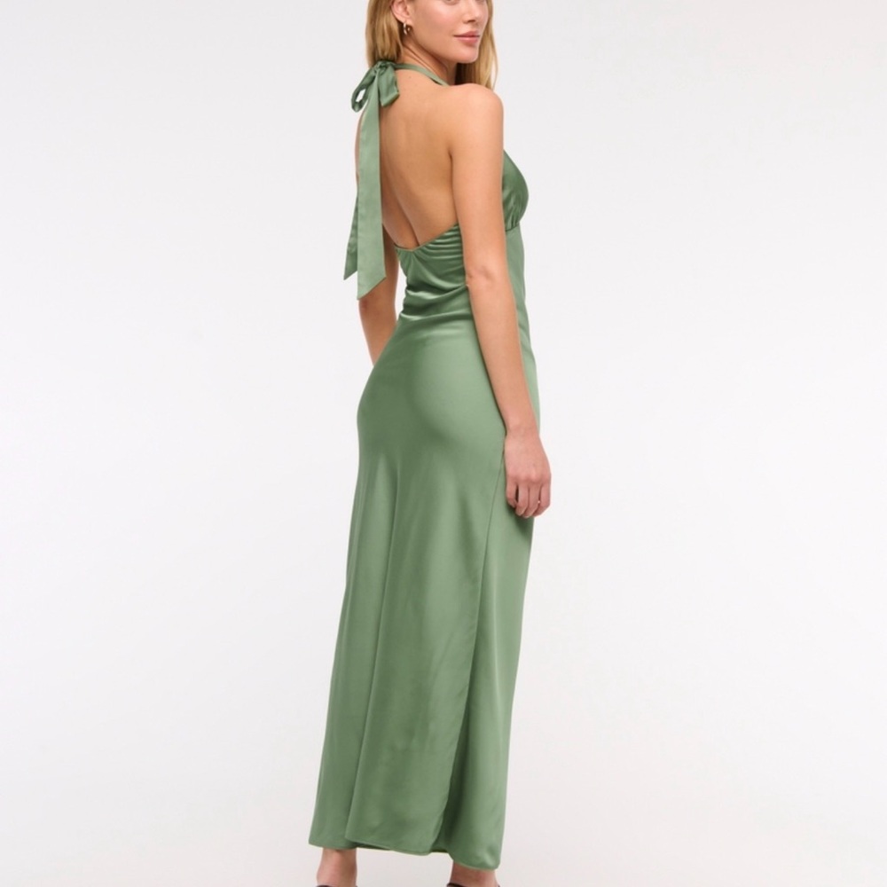 Abercrombie & Fitch Sage Green Backless Halter Slip Dress